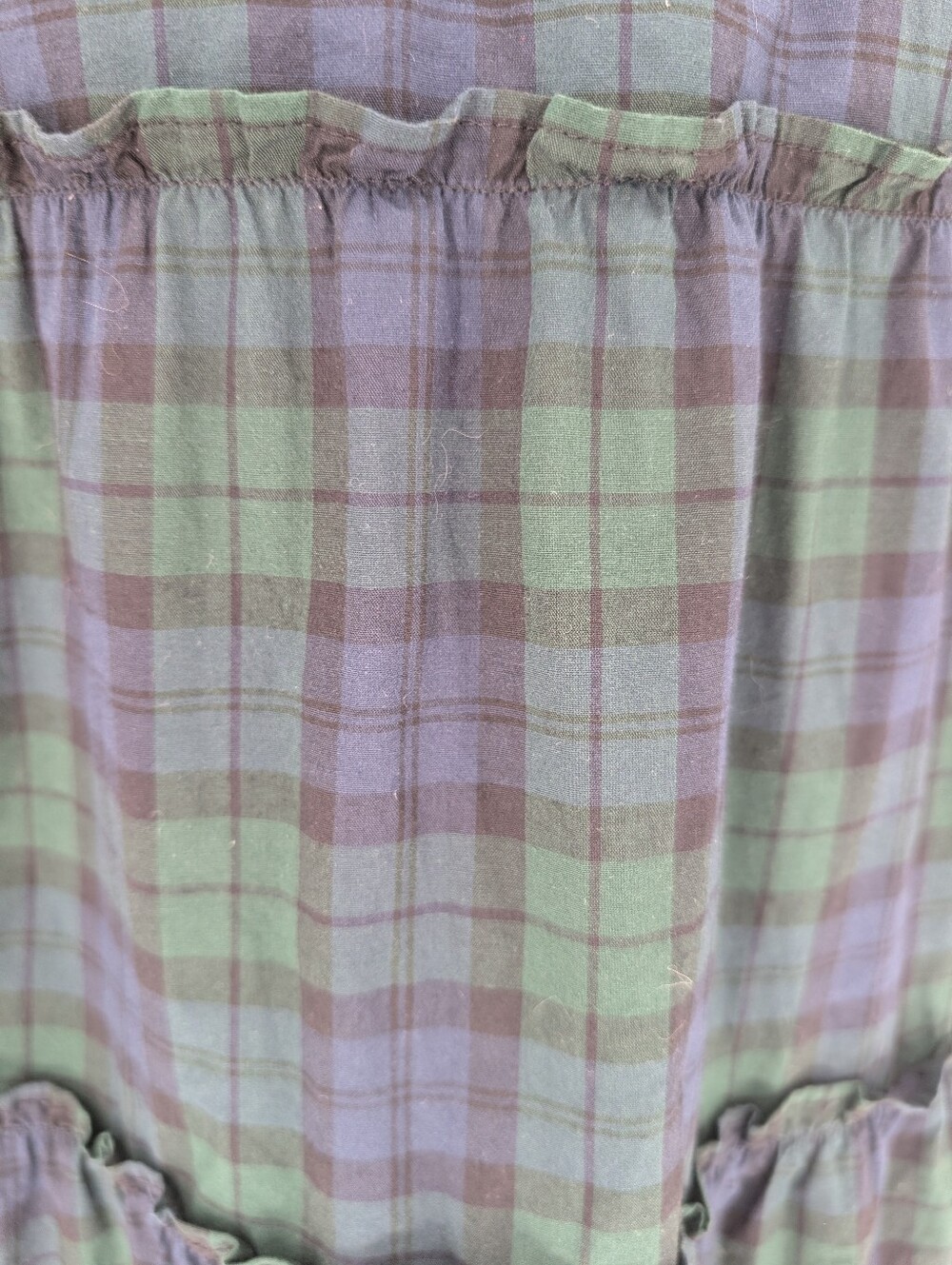 J.Crew Black Watch Tartan Tiered Sleeveless Midi Dress | Size XS | Green Navy - Picture 7 of 10